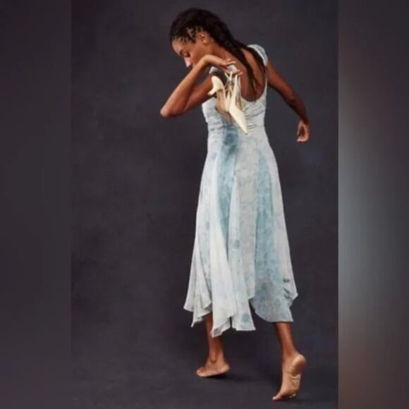 023 Free People Heart To Heart Midi Dress In Blue Combo NWT Size XS & Small - Picture 2 of 8